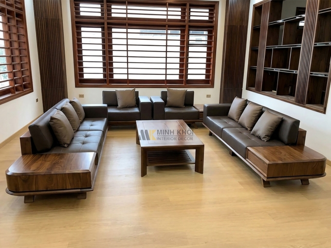 Sofa Đẹp Gỗ Sồi Màu Óc Chó - SF3009