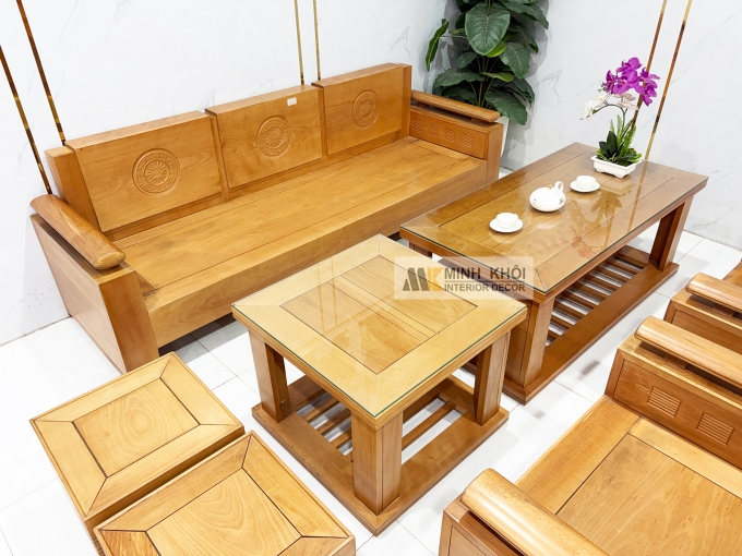 Sofa Gỗ Bích Trống Đồng Thiết Kế Đối 7 Món - SF962