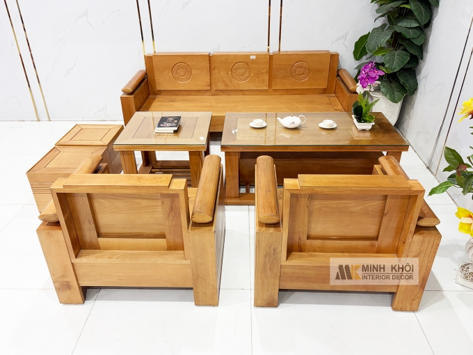 Sofa Gỗ Bích Trống Đồng Thiết Kế Đối 7 Món - SF962