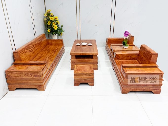 Sofa Gỗ Hương Đá 6 Món Cánh Tiên Thiết Kế Đối - SF941