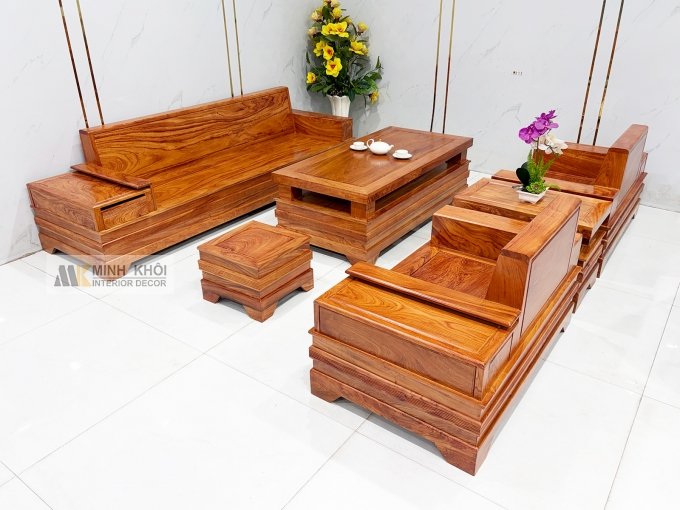 Sofa Gỗ Hương Đá 6 Món Cánh Tiên Thiết Kế Đối - SF941