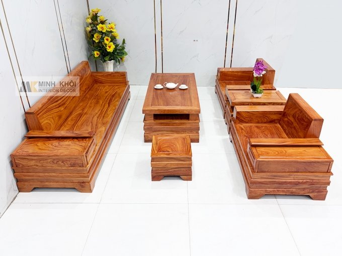 Sofa Gỗ Hương Đá 6 Món Cánh Tiên Thiết Kế Đối - SF941