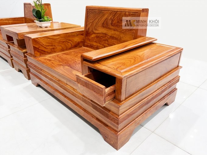 Sofa Gỗ Hương Đá 6 Món Cánh Tiên Thiết Kế Đối - SF941