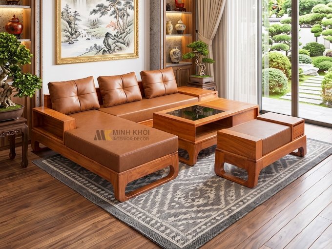 Sofa Gỗ Hương Đá Góc Sang Trọng - SF950