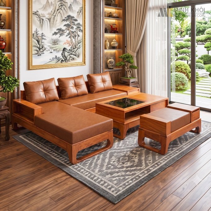 Sofa Gỗ Hương Đá Góc Sang Trọng - SF950