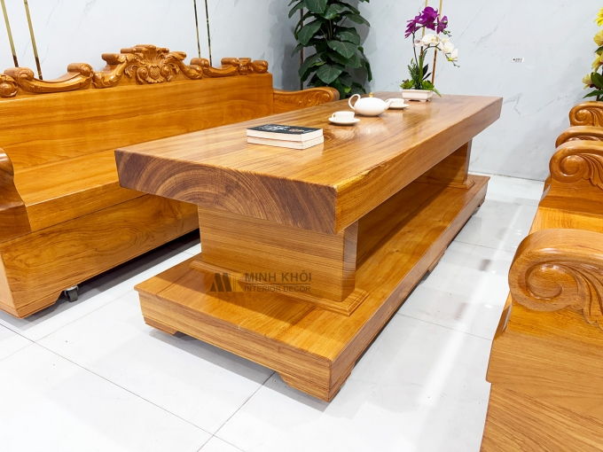 Sofa Gỗ Nguyên Khối Gõ Đỏ 4 Món Cao Cấp - SF953