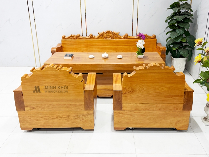 Sofa Gỗ Nguyên Khối Gõ Đỏ 4 Món Cao Cấp - SF953