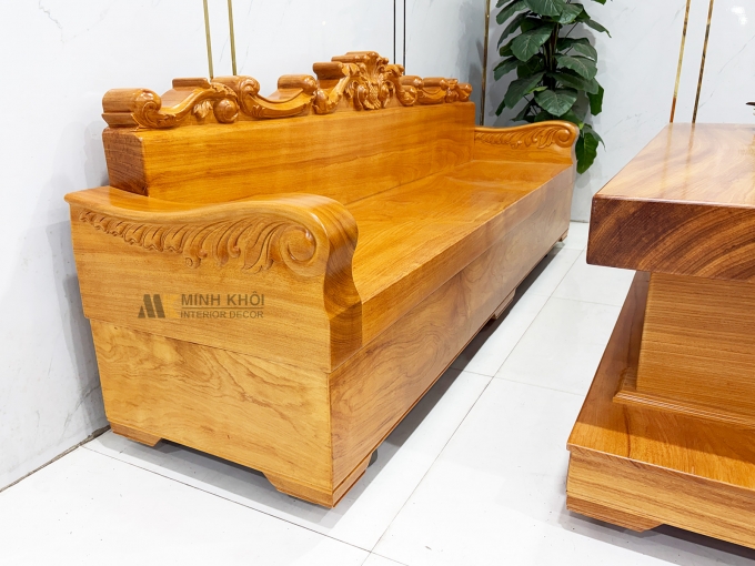 Sofa Gỗ Nguyên Khối Gõ Đỏ 4 Món Cao Cấp - SF953