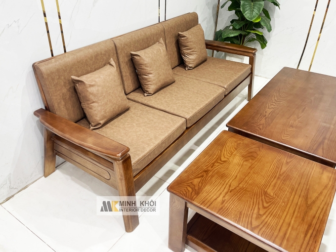 Sofa Gỗ Sồi Màu Óc Chó 5 Món Hiện Đại – SF935
