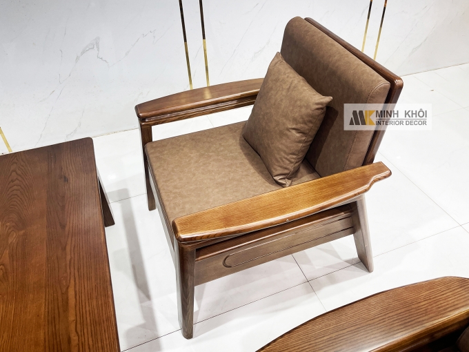 Sofa Gỗ Sồi Màu Óc Chó 5 Món Hiện Đại – SF935
