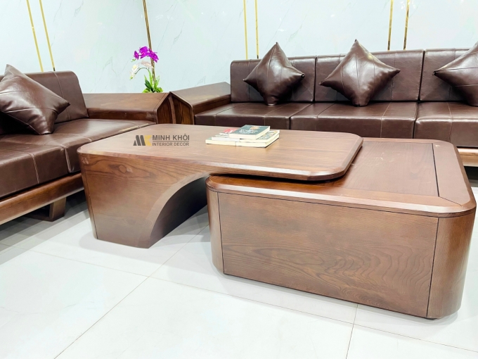 Sofa Gỗ Sồi Óc Chó Hiện Đại 6 Món Cao Cấp - SF978