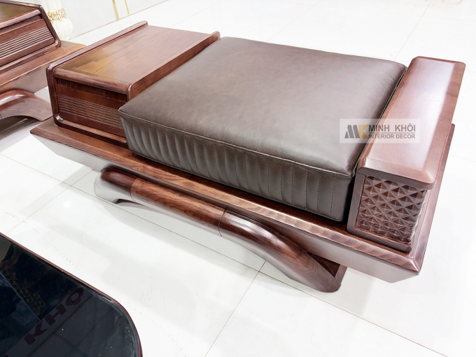 Sofa Gỗ Sồi Phủ Óc Chó 5 Món Hiện Đại - SF939