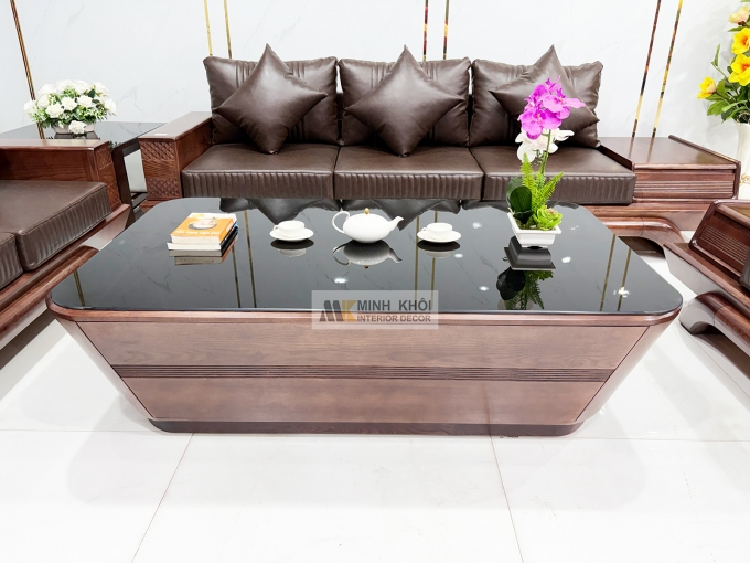 Sofa Gỗ Sồi Phủ Óc Chó 5 Món Hiện Đại - SF939