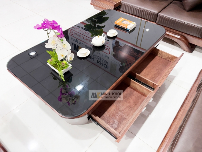 Sofa Gỗ Sồi Phủ Óc Chó 5 Món Hiện Đại - SF939