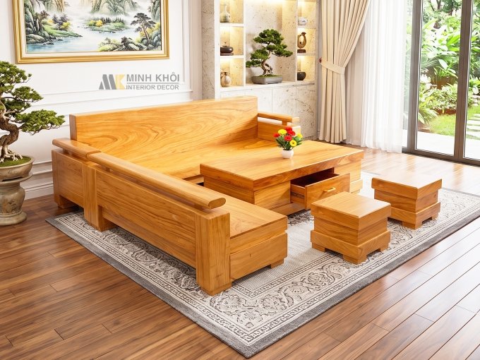 Sofa Góc Gỗ Tự Nhiên Thiết Kế Hiện Đại - SF903