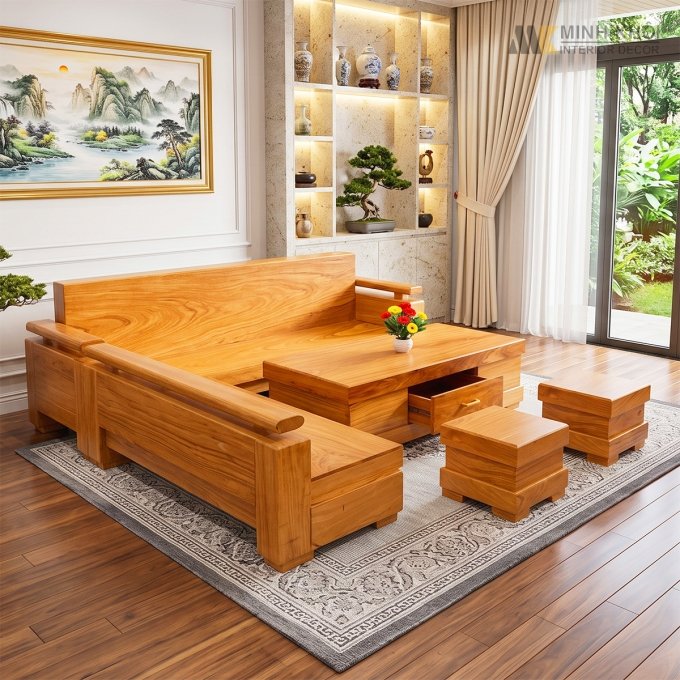 Sofa Góc Gỗ Tự Nhiên Thiết Kế Hiện Đại - SF903