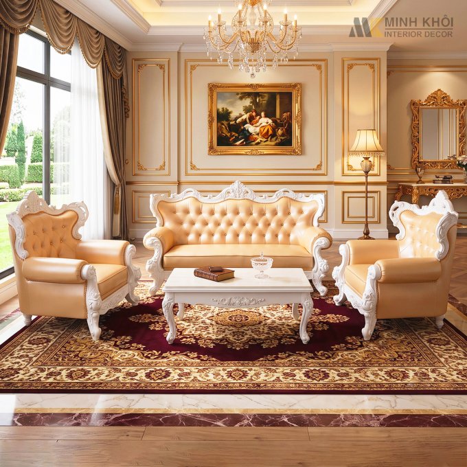 Sofa Nữ Hoàng Bọc Nệm Da Sang Trọng - SF883