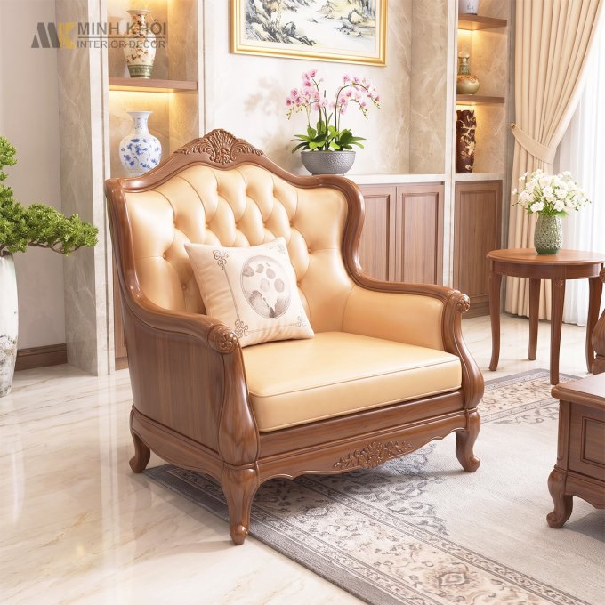 Sofa Nữ Hoàng Gỗ Gõ Đỏ Cao Cấp - SF867
