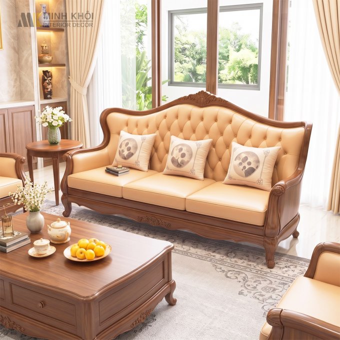 Sofa Nữ Hoàng Gỗ Gõ Đỏ Cao Cấp - SF867