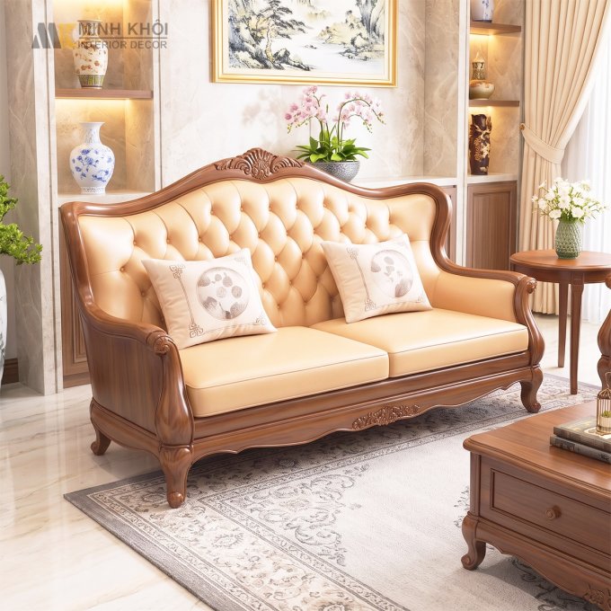 Sofa Nữ Hoàng Gỗ Gõ Đỏ Cao Cấp - SF867