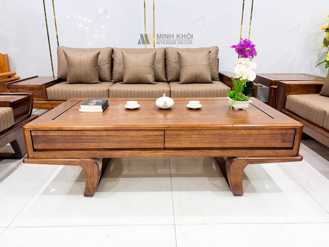 Sofa Phòng Khách Gỗ Sồi Màu Óc Chó Cánh Tiên - SF906