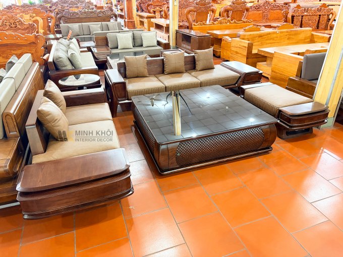 Sofa Tay Hộp Bo Cong Bàn Vuông Hiện Đại - SF875