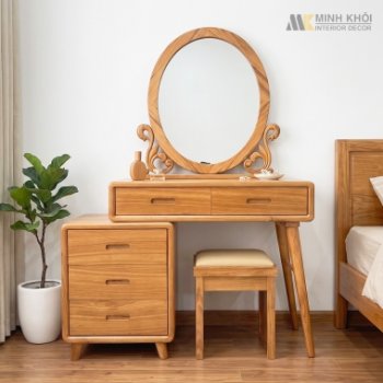 Bàn Trang Điểm Gương Oval Chân Rời - BTD611