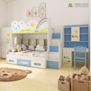 Bộ Phòng Ngủ 7 Sắc Cầu Vòng Đẹp Cho Bé - BPN022