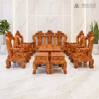 Bộ Salon Gỗ Cẩm Lai Chạm Nghê Tay 16 Đẳng Cấp 10 Món - SL650