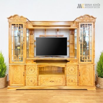 Kệ Tivi Đa Năng Gỗ Gõ Đỏ Tân Cổ Điển – KTV949