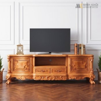 Kệ Tivi Gỗ Hương Đá 2m Tân Cổ Điển - KTV957