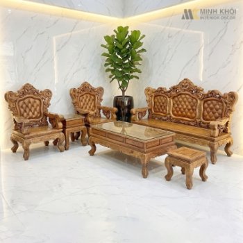 Salon Hoàng Gia Gỗ Mun Đuôi Công 6 Món - SL3015