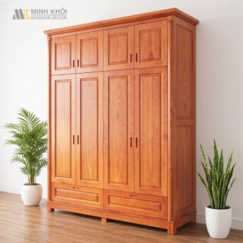 Tủ Áo Gỗ Xoan Đào Hiện Đại 4 Cánh Đẹp - TA953