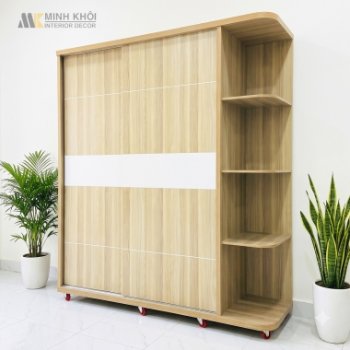 Tủ Áo MFC Cửa Lùa Có Kệ Trang Trí - TA026