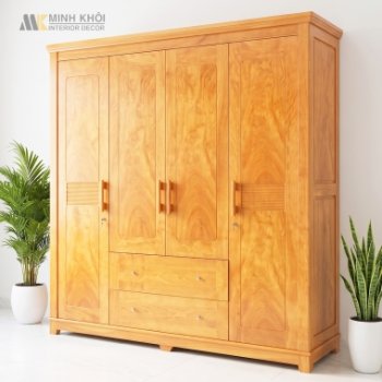 Tủ Quần Áo 4 Cánh 2 Ngăn Kéo Hiện Đại – TA937