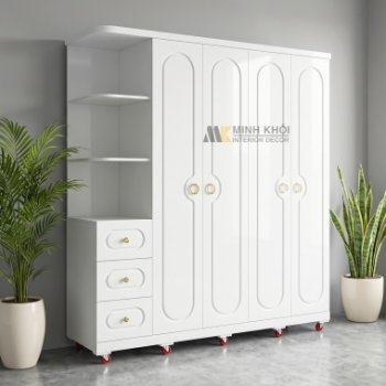 Tủ Quần Áo 4 Cánh Hiện Đại Có Kệ Trang Trí - TA680