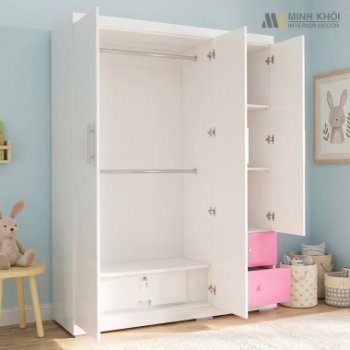Tủ Quần Áo Trẻ Em Nàng Tiên Cá 3 Buồng - TA011