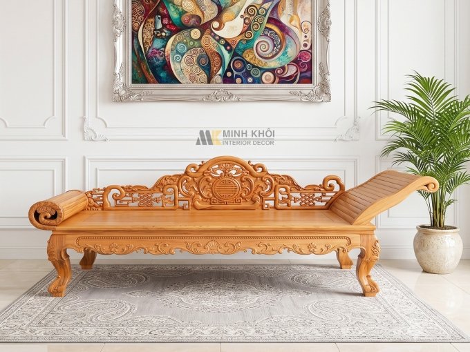 Trường Kỷ Phương Lười Gõ Đỏ Cao Cấp - PL122