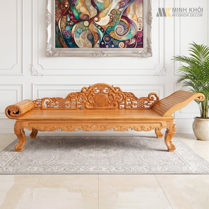 Trường Kỷ Phương Lười Gõ Đỏ Cao Cấp - PL122