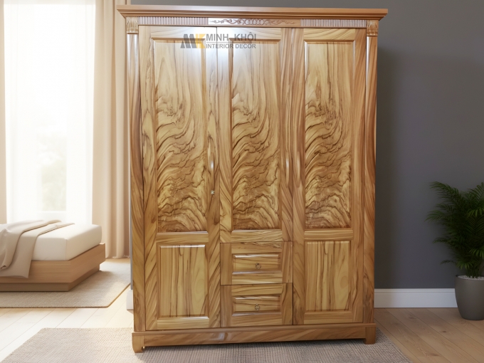 Tủ  Áo Gỗ Gõ Đỏ Hiện Đại 3 Cánh Đẹp - TA951