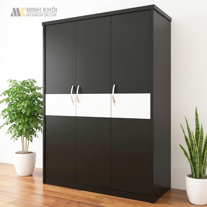 Tủ Áo 3 Cánh Màu Đen Sang Trọng - TA653