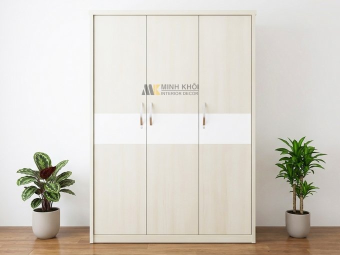 Tủ Áo 3 Cánh MDF Hiện Đại Màu Kem - TA657