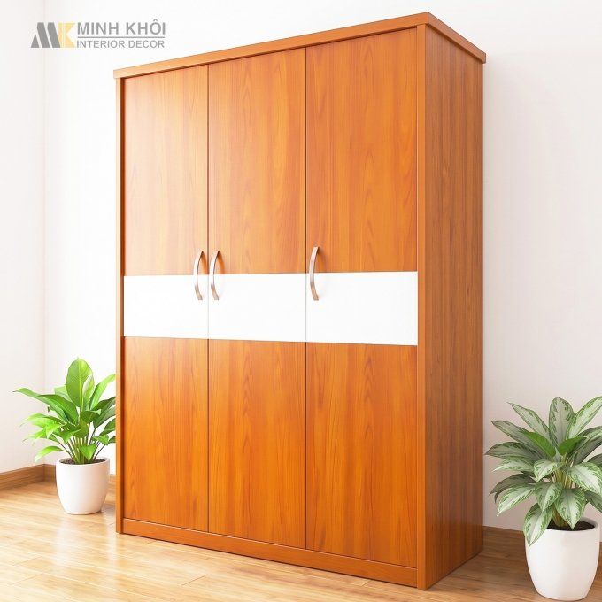 Tủ Áo 3 Cánh MDF Màu Gỗ Xoan Đào - TA654