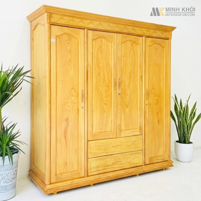 Tủ Áo 4 Cánh Gỗ Gõ Đỏ Cao Cấp - TA222