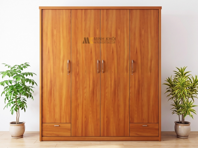 Tủ Áo 4 Cánh Màu Gỗ Xoan Đào 1m8 - TA669