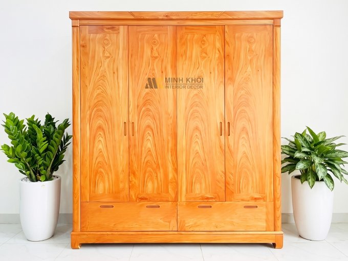 Tủ Quần Áo 4 Cánh Tay Nắm Âm Sang Trọng - TA568