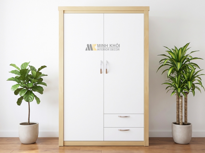 Tủ Áo Hiện Đại 2 Cánh MDF Màu Vân Sồi - TA643