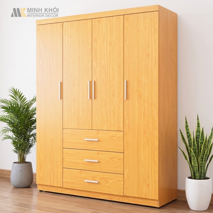 Tủ Áo MFC 4 Cánh Mở Hiện Đại - TA098