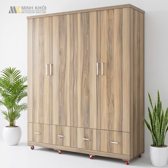 Tủ Áo MFC Hiện Đại 4 Cánh Giá Rẻ - TA101
