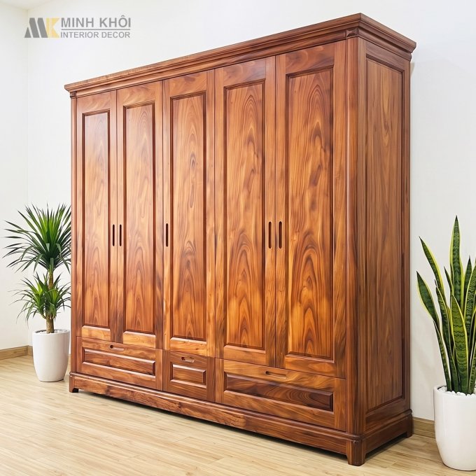 Tủ Áo Quần 5 Cánh Tay Nắm Âm Hiện Đại - TA964